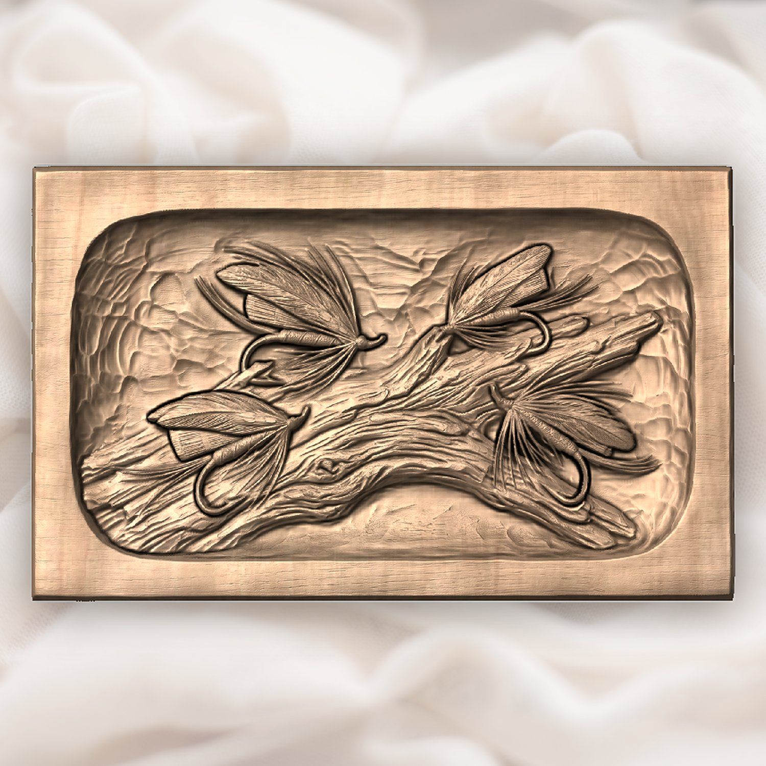 Fly Fishing Lures on Driftwood CNC Relief STL bas-relief STL — view 4