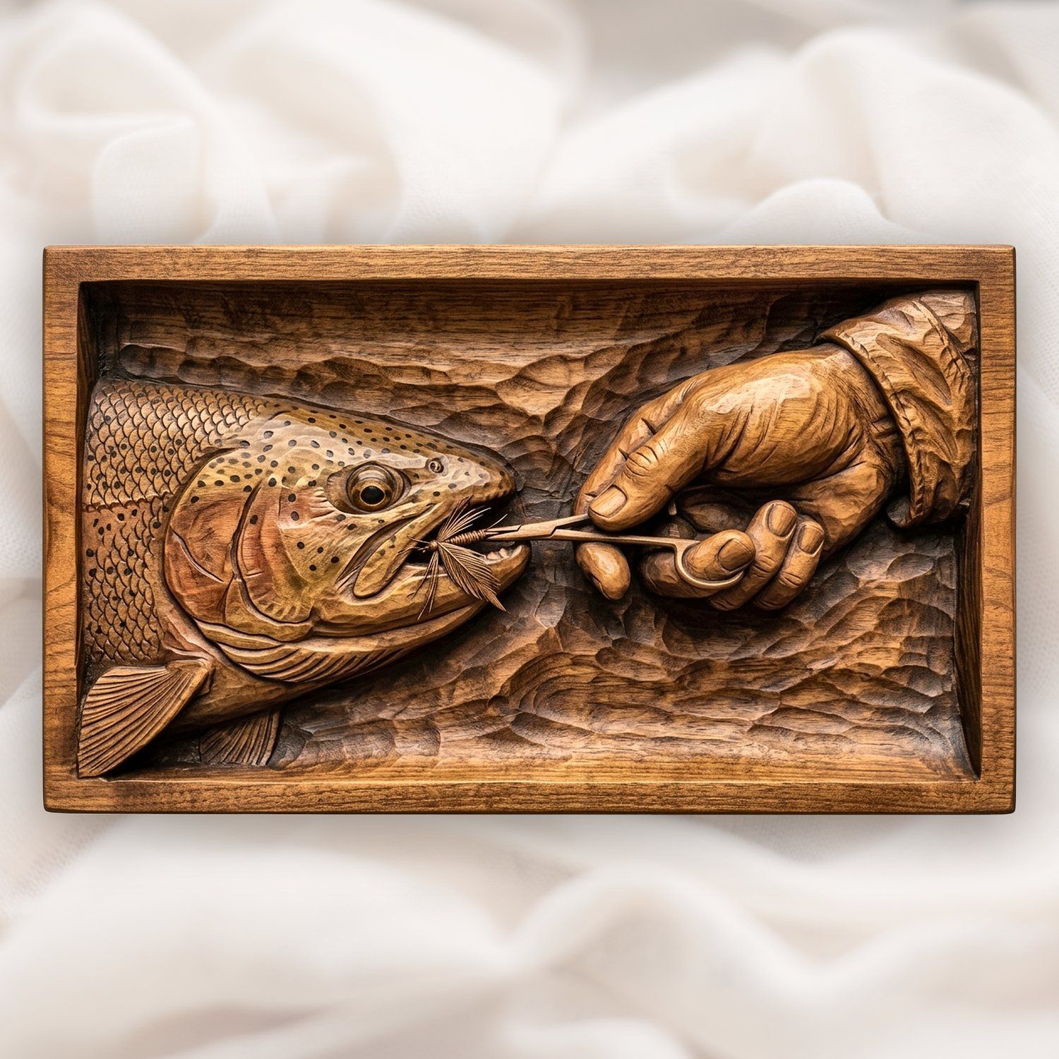 Fly Fishing Rainbow Trout Hook Removal CNC Relief STL bas-relief STL design