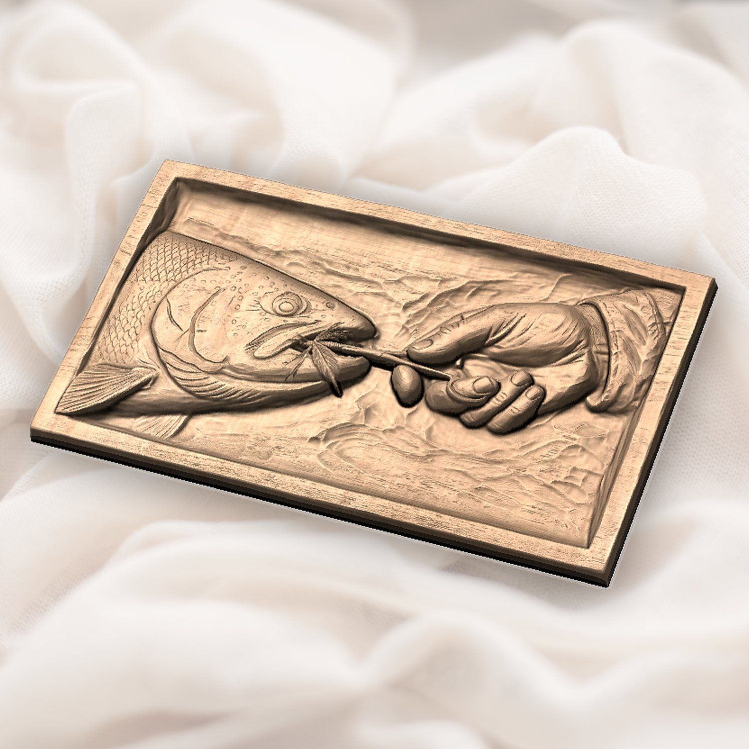 Fly Fishing Rainbow Trout Hook Removal CNC Relief STL bas-relief STL — view 5