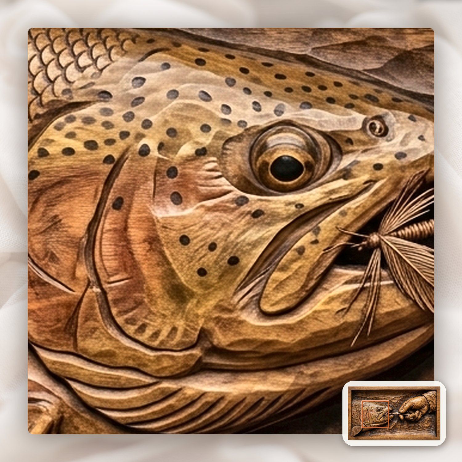 Fly Fishing Rainbow Trout Hook Removal CNC Relief STL bas-relief STL — view 10