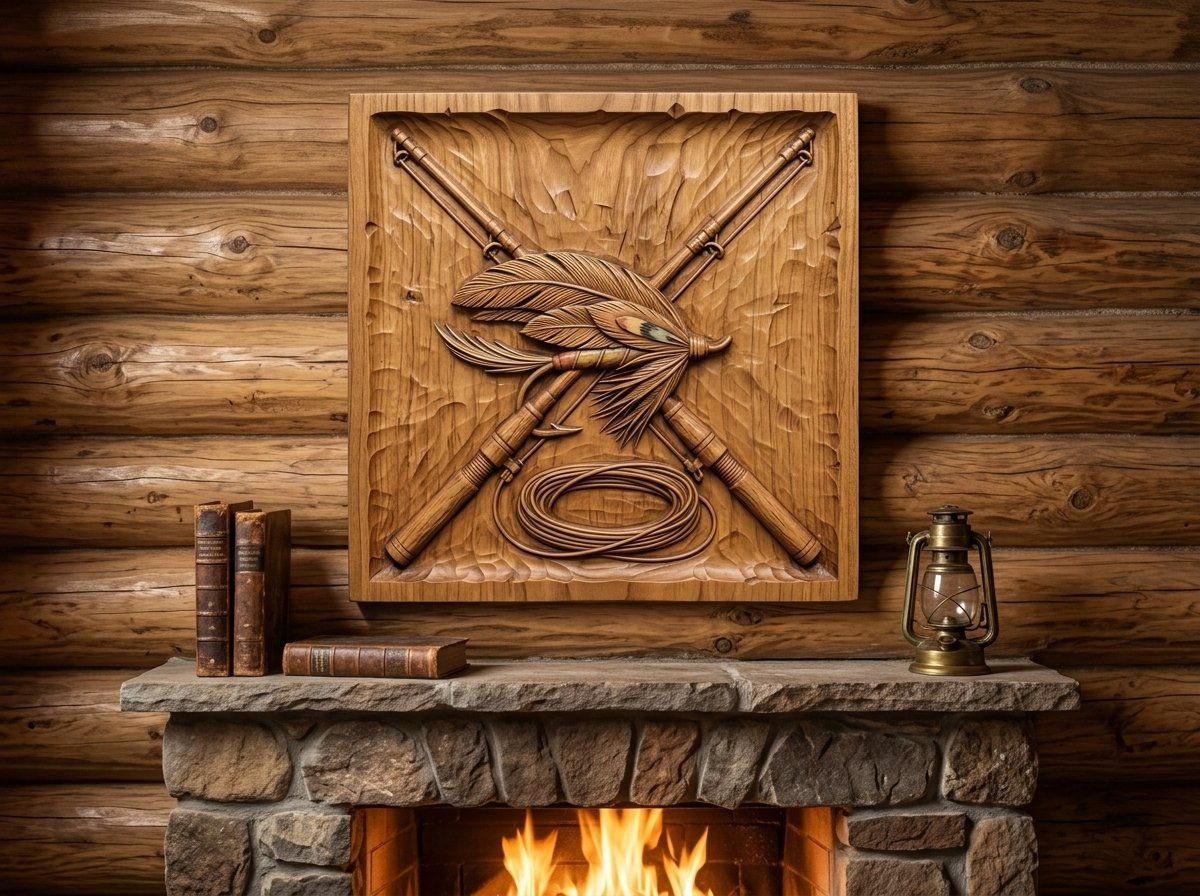 Fly Fishing Rods and Lure CNC Relief STL bas-relief STL — view 12