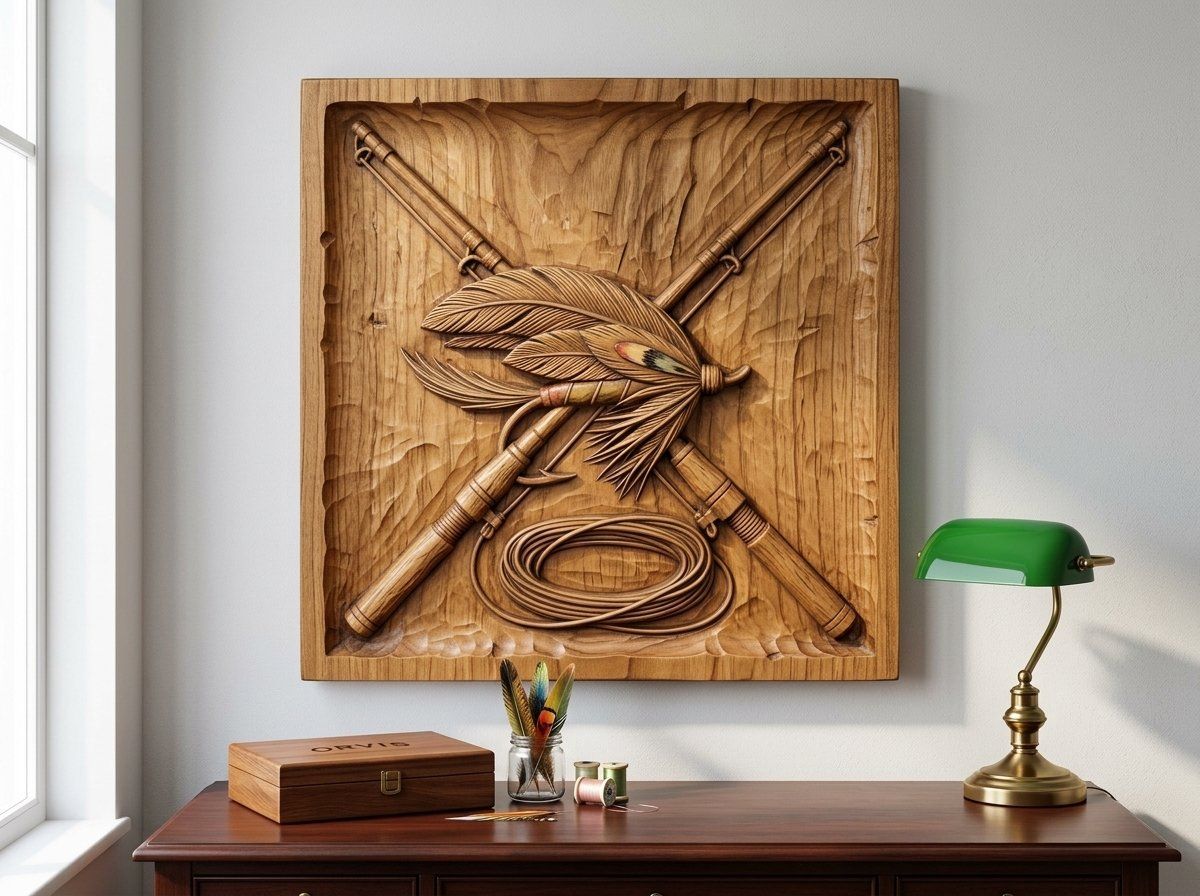 Fly Fishing Rods and Lure CNC Relief STL bas-relief STL — view 13
