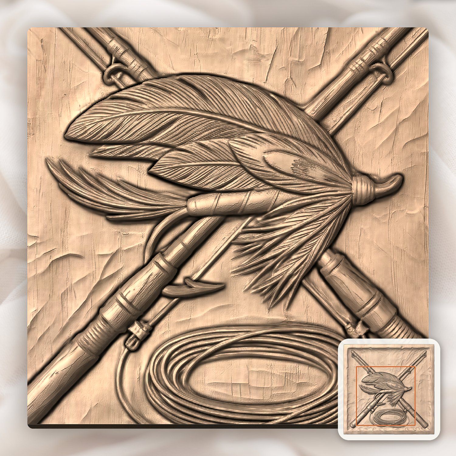 Fly Fishing Rods and Lure CNC Relief STL bas-relief STL — view 6