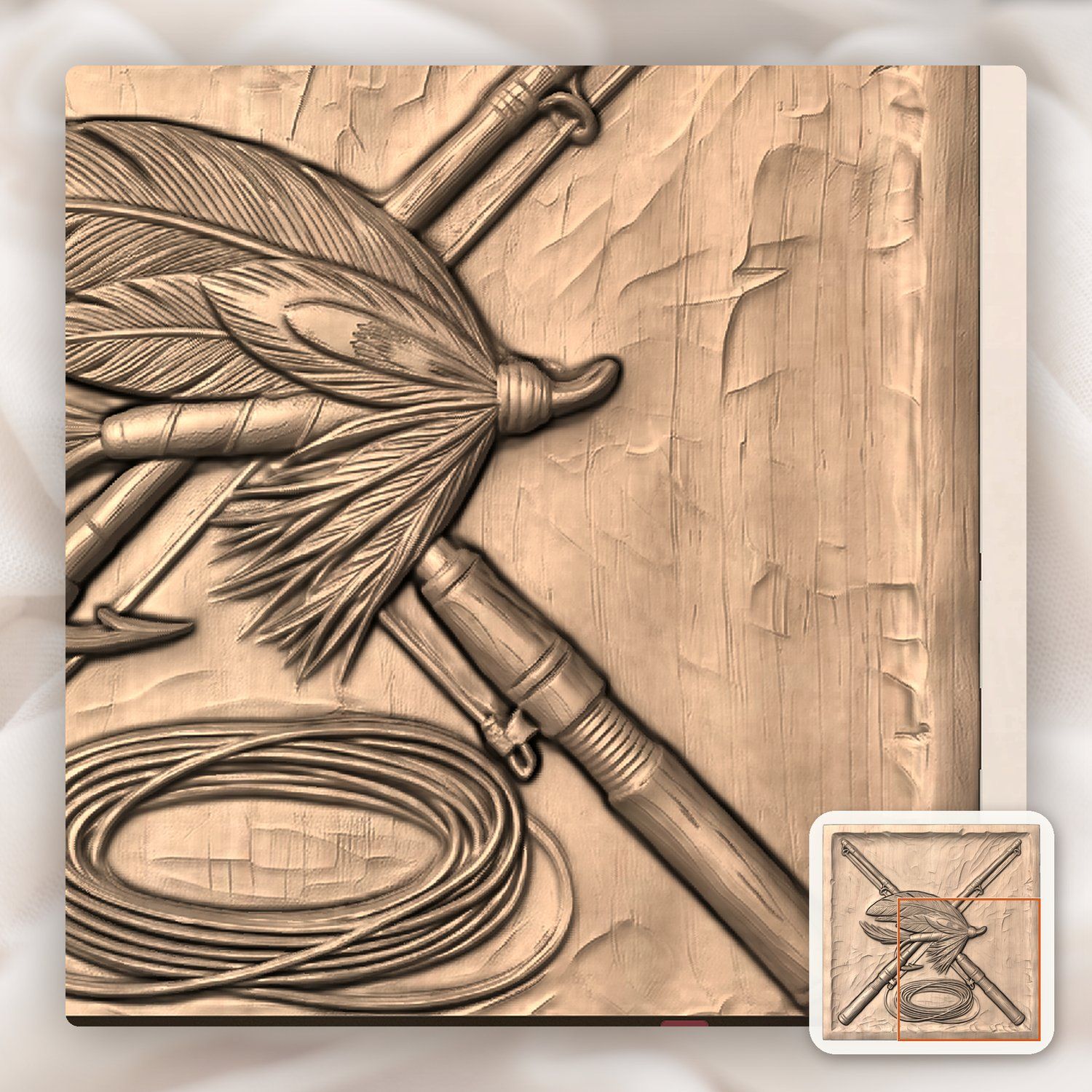 Fly Fishing Rods and Lure CNC Relief STL bas-relief STL — view 8