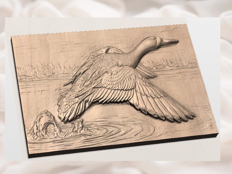 Blue-Winged Teal Lifting Off the Water Bas-Relief STL bas-relief STL — view 2