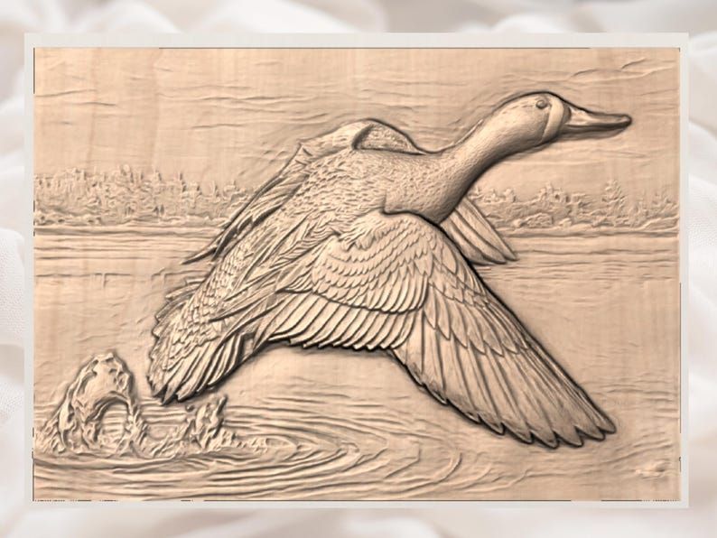 Blue-Winged Teal Lifting Off the Water Bas-Relief STL bas-relief STL — view 3