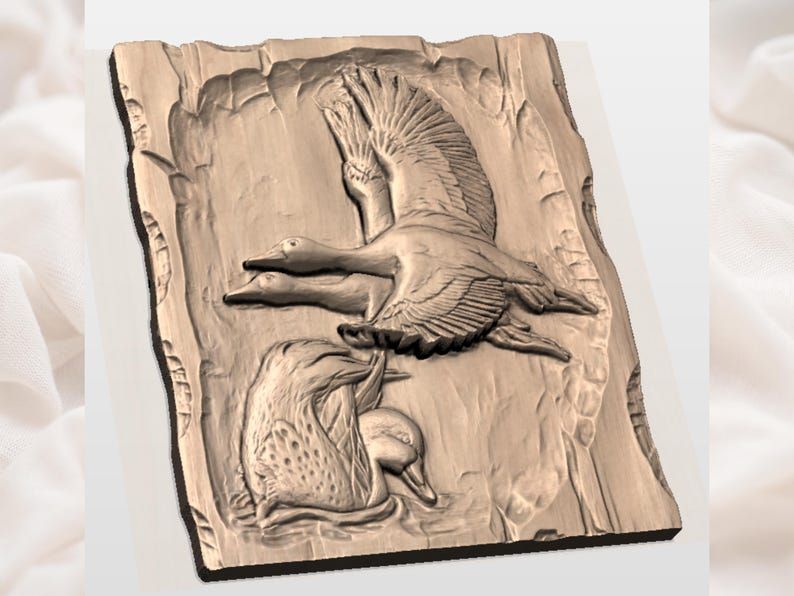 Black-Bellied Whistling Ducks in Flight Bas-Relief STL bas-relief STL — view 2