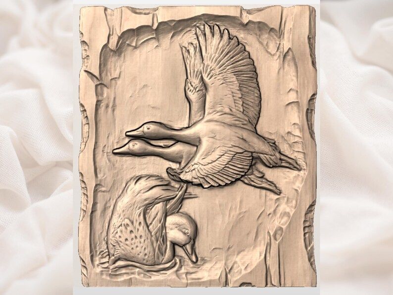 Black-Bellied Whistling Ducks in Flight Bas-Relief STL bas-relief STL — view 3
