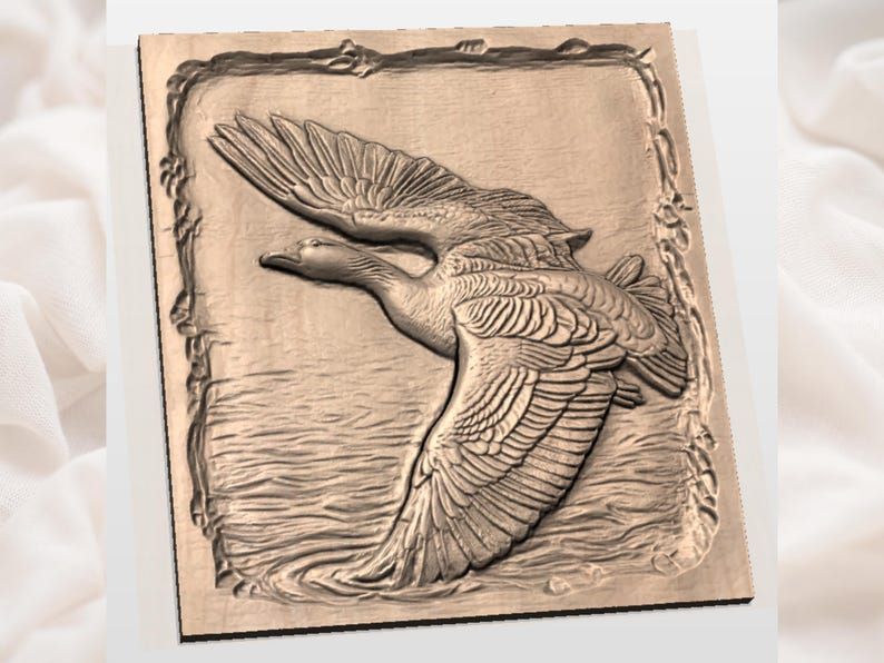Greylag Goose in Flight Bas-Relief STL for CNC Carving bas-relief STL — view 2