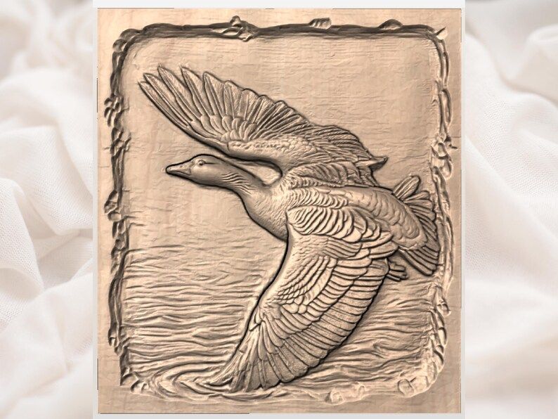 Greylag Goose in Flight Bas-Relief STL for CNC Carving bas-relief STL — view 3