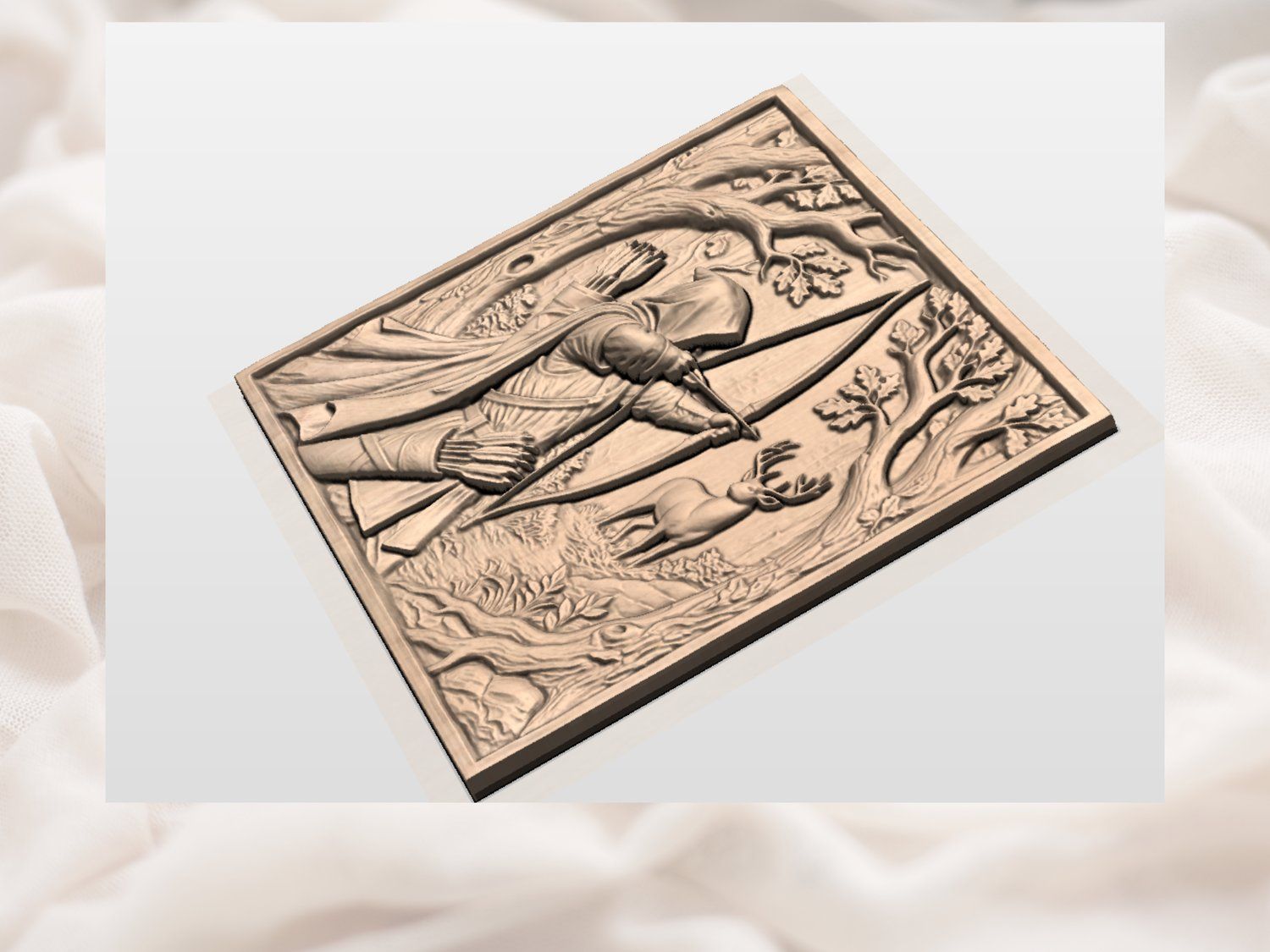 Forest Archer Hunting Scene Wall Art bas-relief STL — view 4