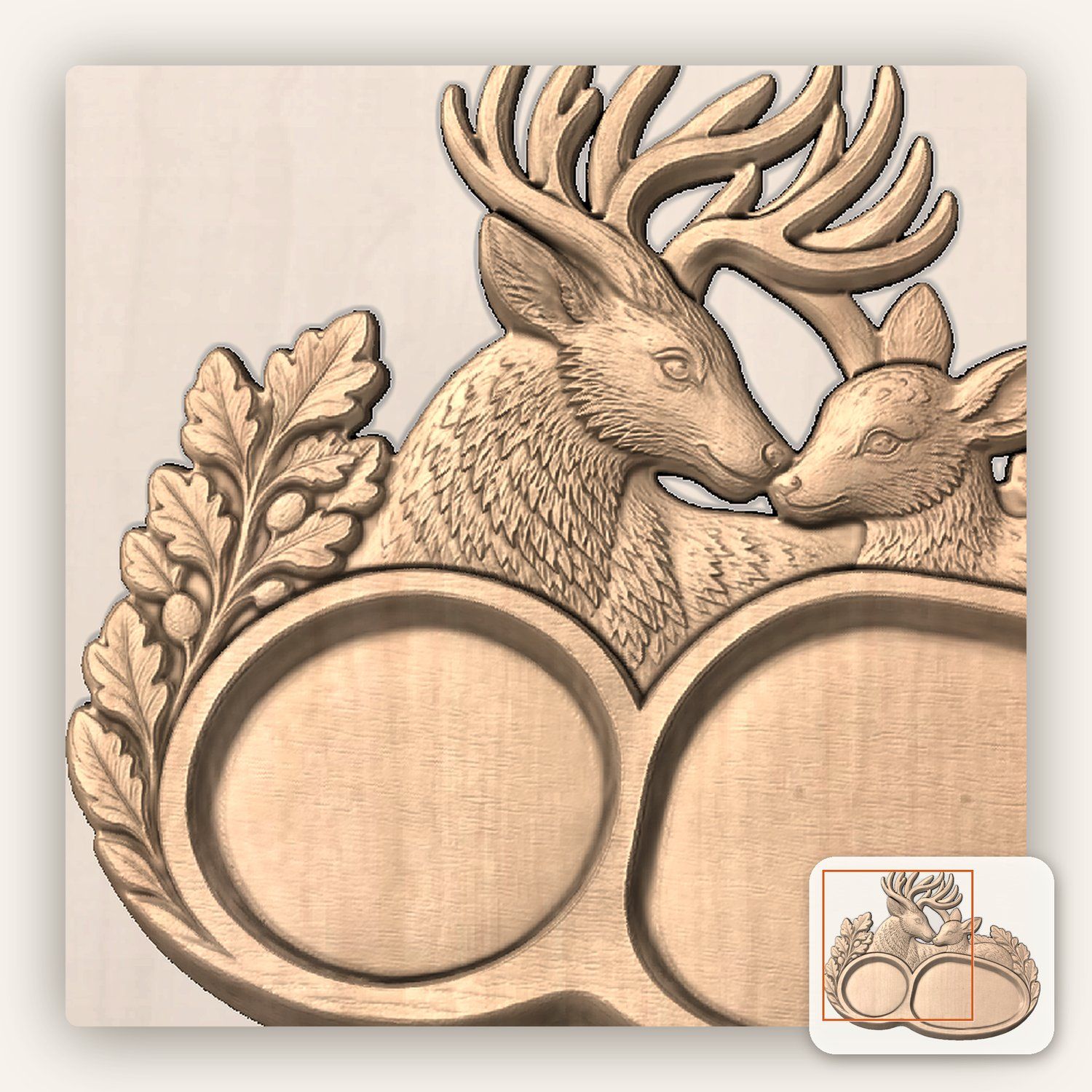Forest Deer Buck and Doe CNC Relief STL bas-relief STL — view 8