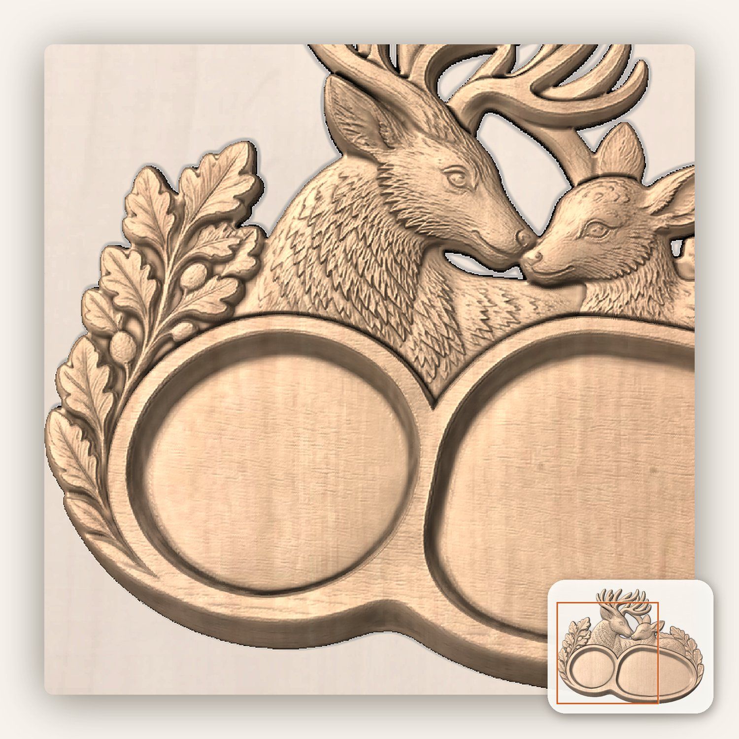Forest Deer Buck and Doe CNC Relief STL bas-relief STL — view 10