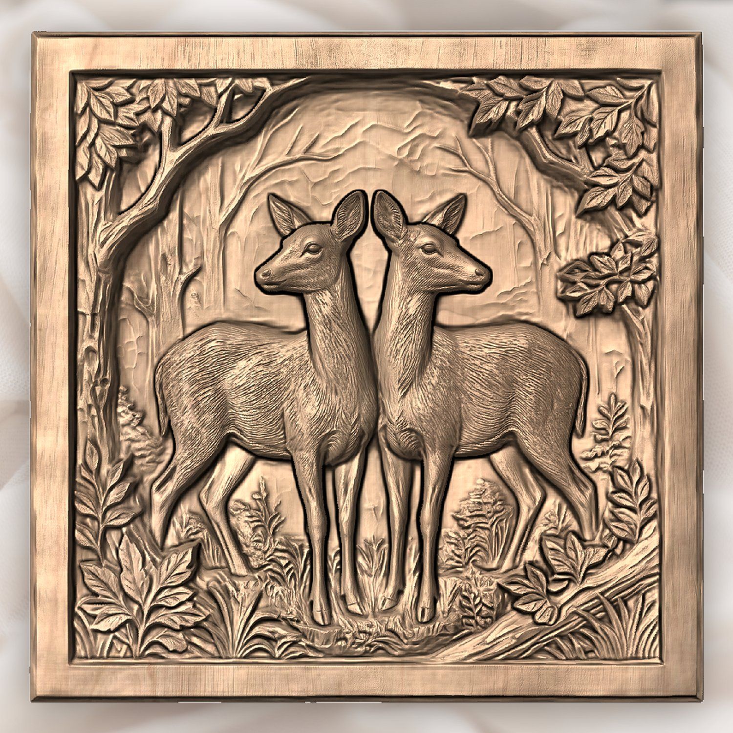 Forest Doe Symmetrical Scene CNC Relief STL bas-relief STL — view 4