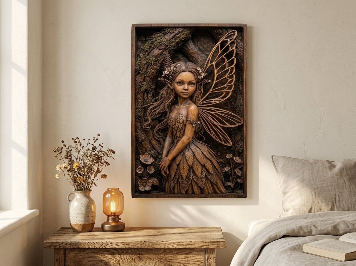 Forest Fairy Wood Spirit CNC Relief STL bas-relief STL — view 14