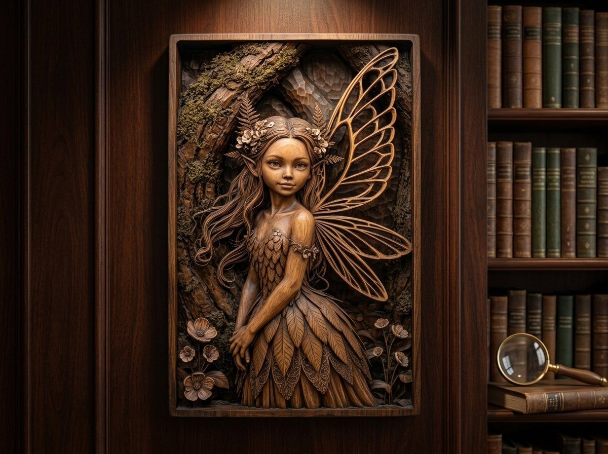 Forest Fairy Wood Spirit CNC Relief STL bas-relief STL — view 15