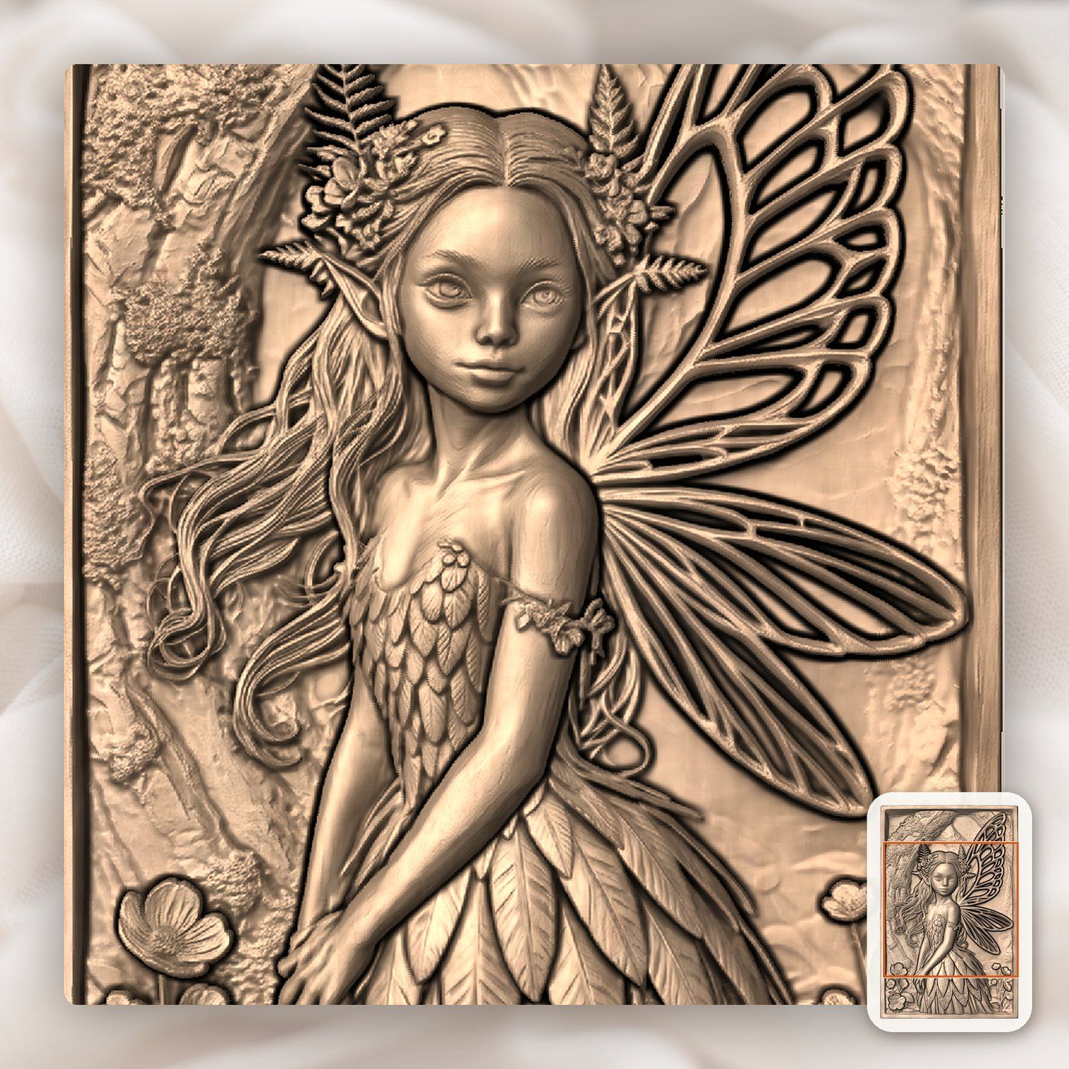 Forest Fairy Wood Spirit CNC Relief STL bas-relief STL — view 6