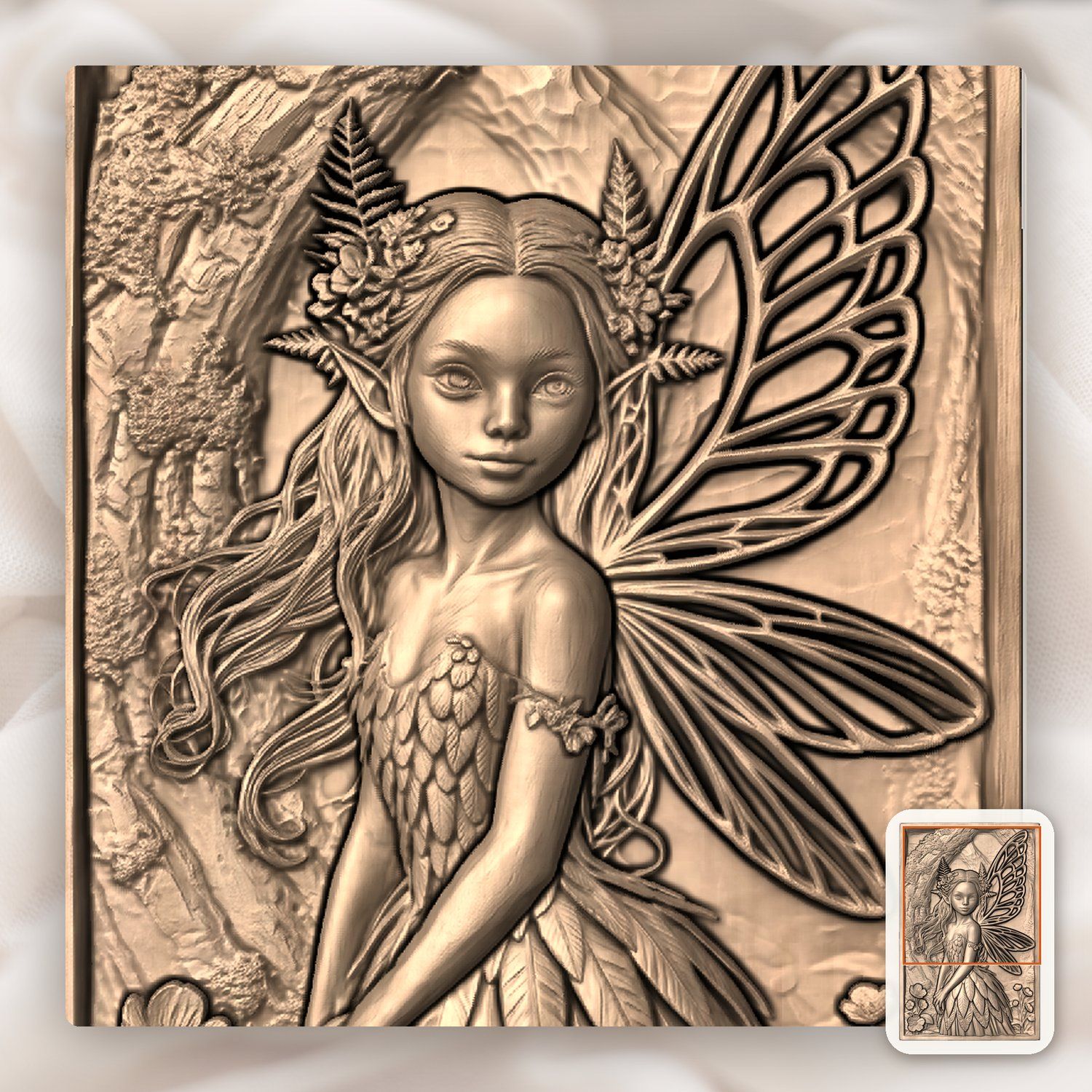 Forest Fairy Wood Spirit CNC Relief STL bas-relief STL — view 7