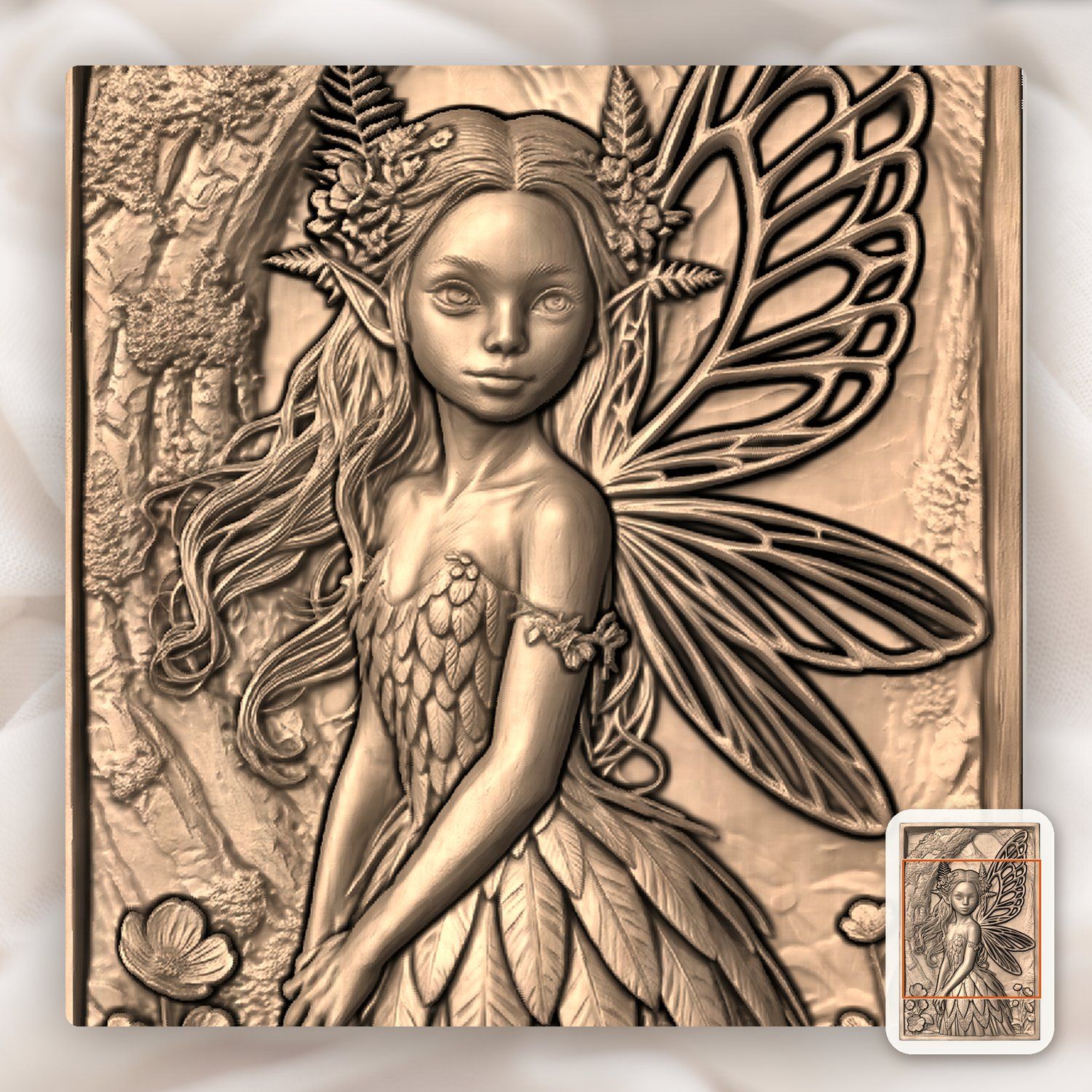 Forest Fairy Wood Spirit CNC Relief STL bas-relief STL — view 8