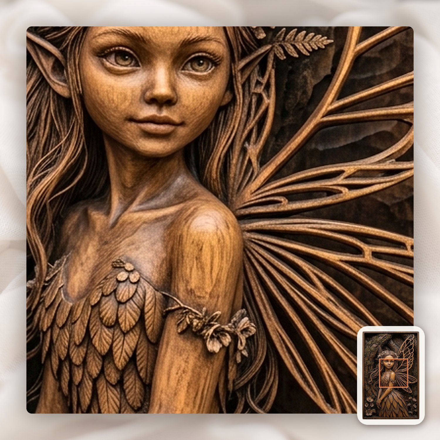 Forest Fairy Wood Spirit CNC Relief STL bas-relief STL — view 10