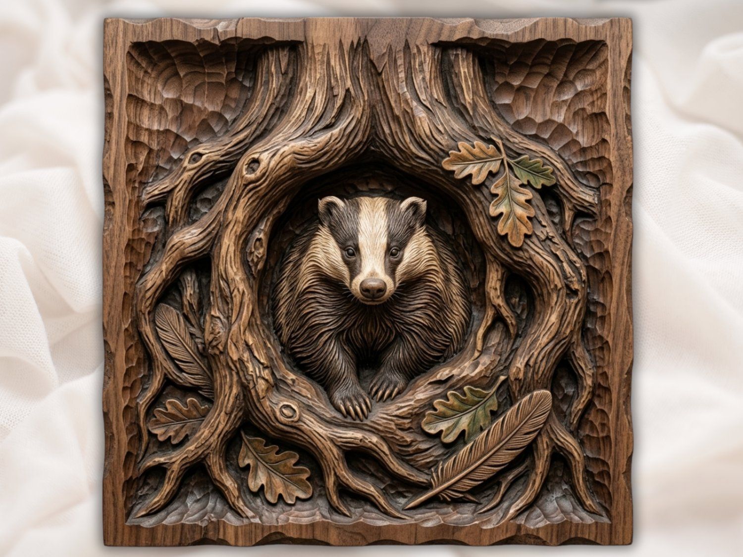 Forest Guardian Badger Wildlife CNC Relief STL bas-relief STL — view 2