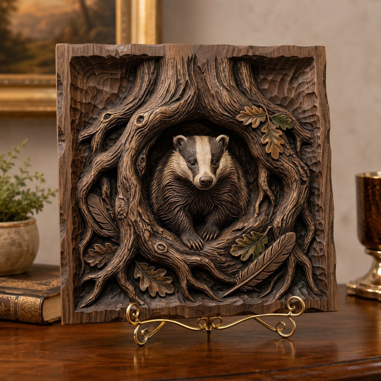 Forest Guardian Badger Wildlife CNC Relief STL bas-relief STL — view 7