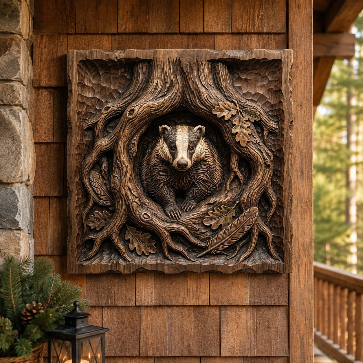 Forest Guardian Badger Wildlife CNC Relief STL bas-relief STL — view 8