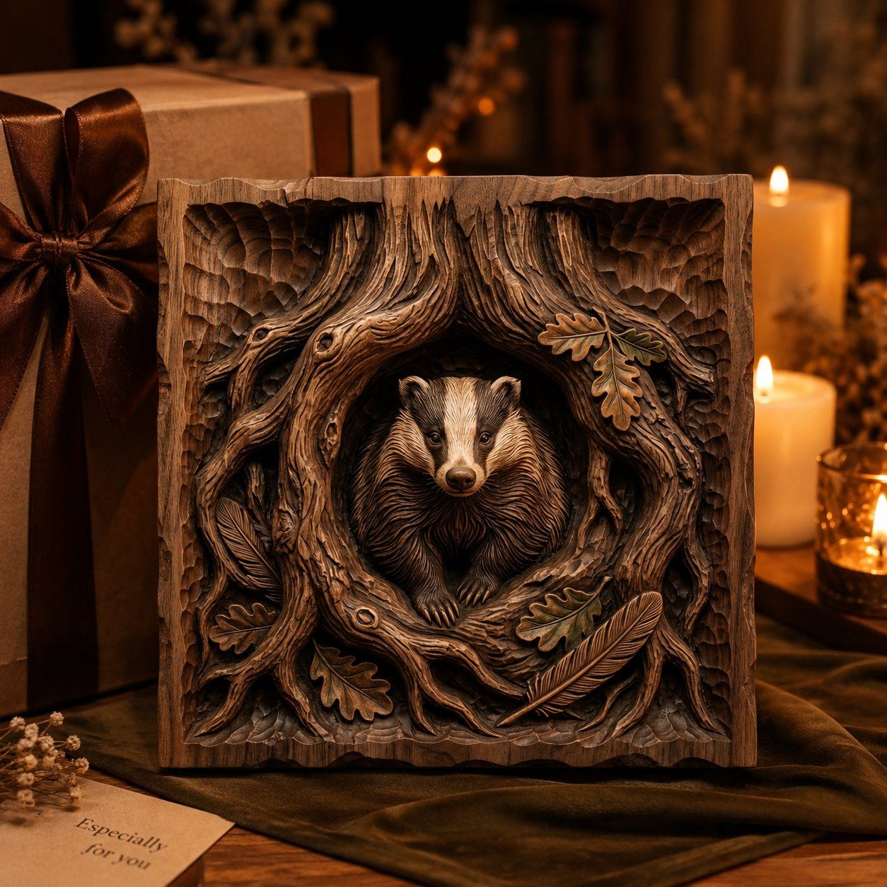 Forest Guardian Badger Wildlife CNC Relief STL bas-relief STL — view 9