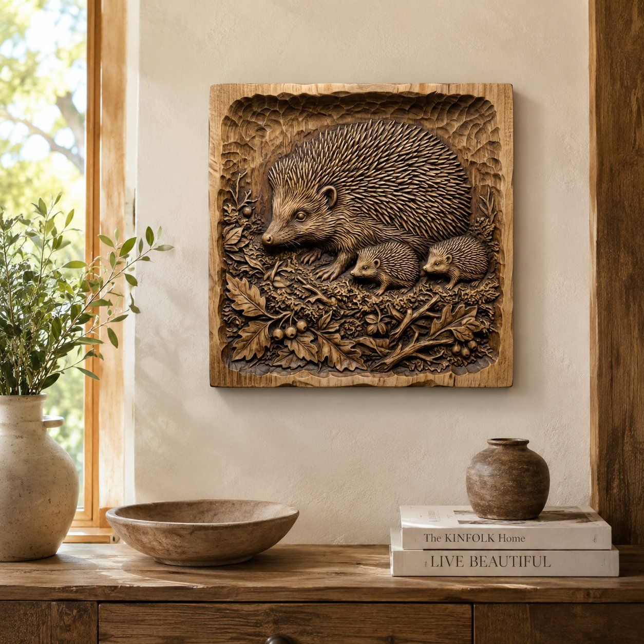 Forest Hedgehog Mother and Babies CNC Relief STL bas-relief STL — view 6