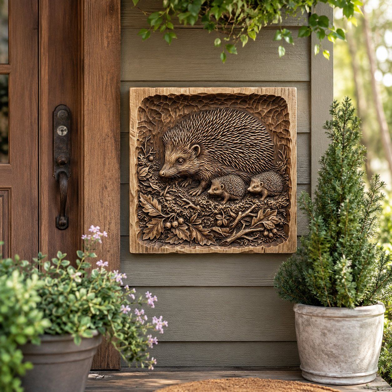 Forest Hedgehog Mother and Babies CNC Relief STL bas-relief STL — view 8