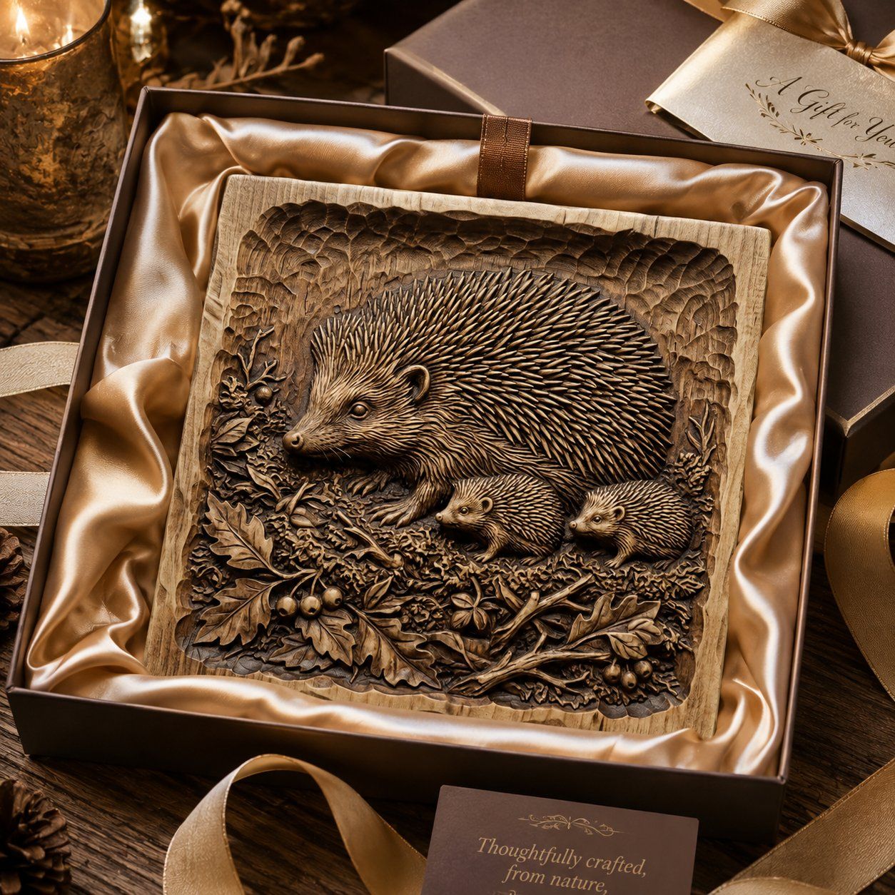 Forest Hedgehog Mother and Babies CNC Relief STL bas-relief STL — view 9