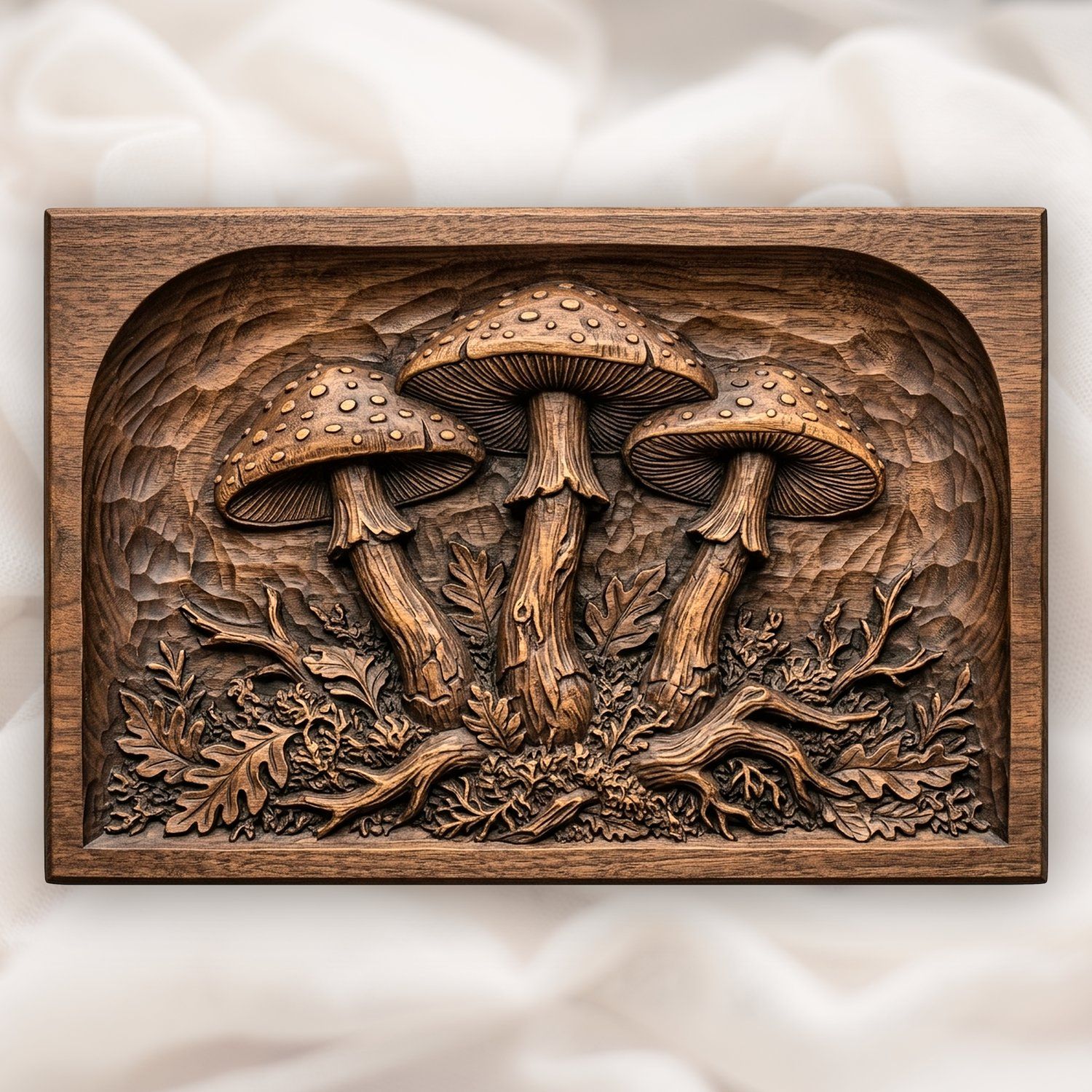 Forest Mushrooms Trio CNC Relief STL bas-relief STL design