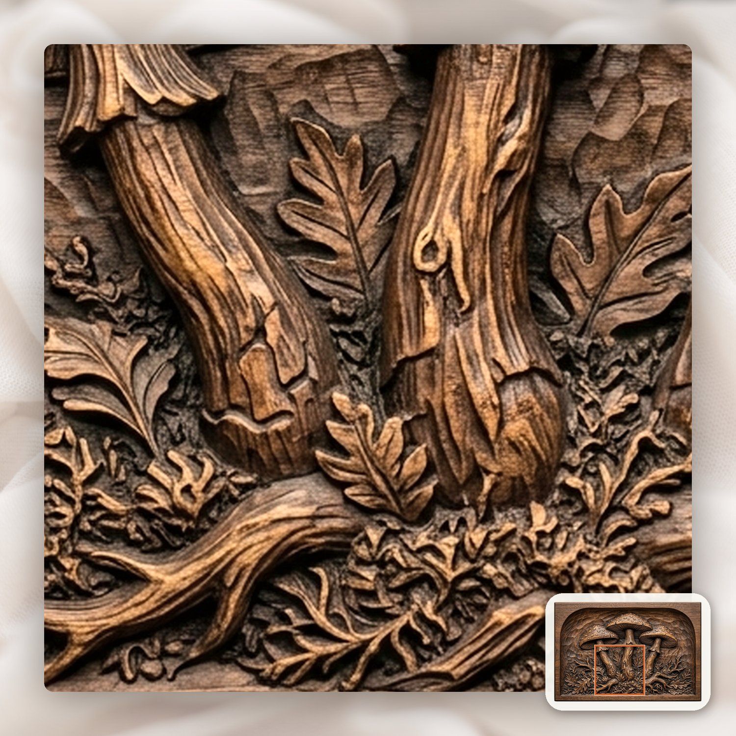 Forest Mushrooms Trio CNC Relief STL bas-relief STL — view 11