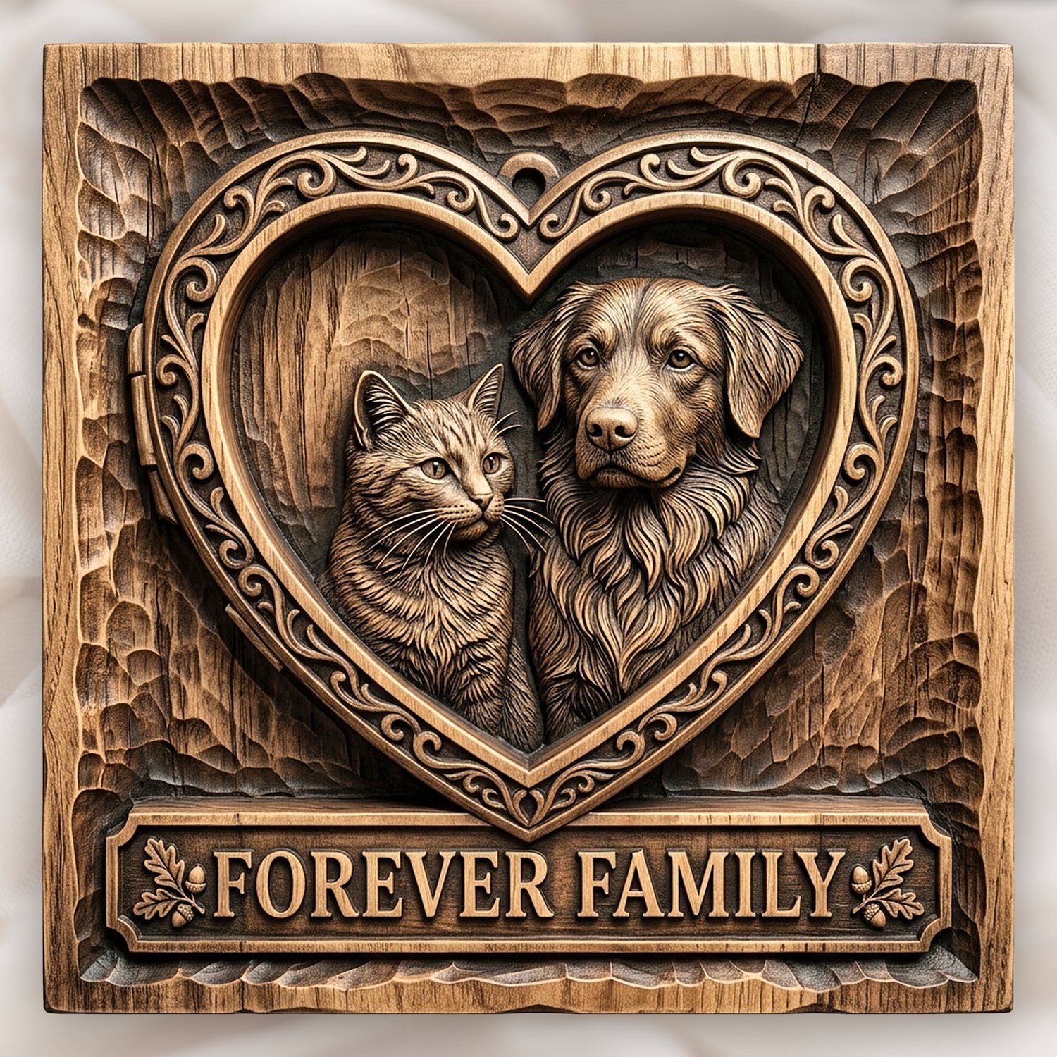 Forever Family Pet Memorial CNC Relief STL bas-relief STL design