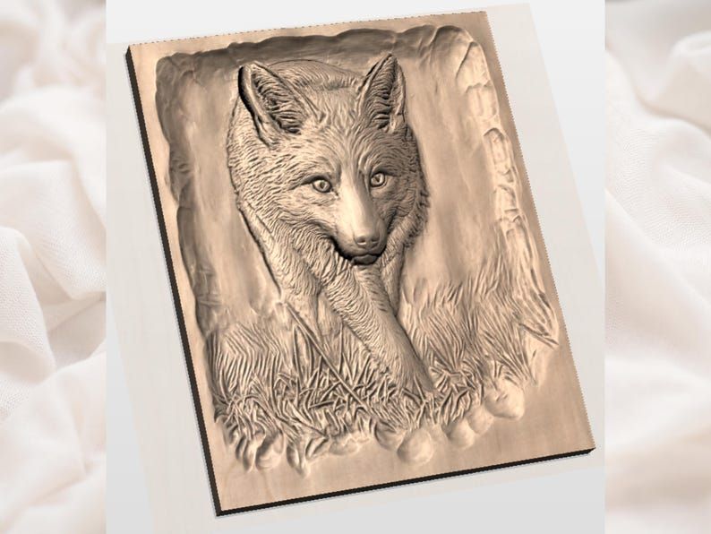 Prowling Red Fox Bas-Relief STL for CNC Wildlife Wall Art bas-relief STL — view 2