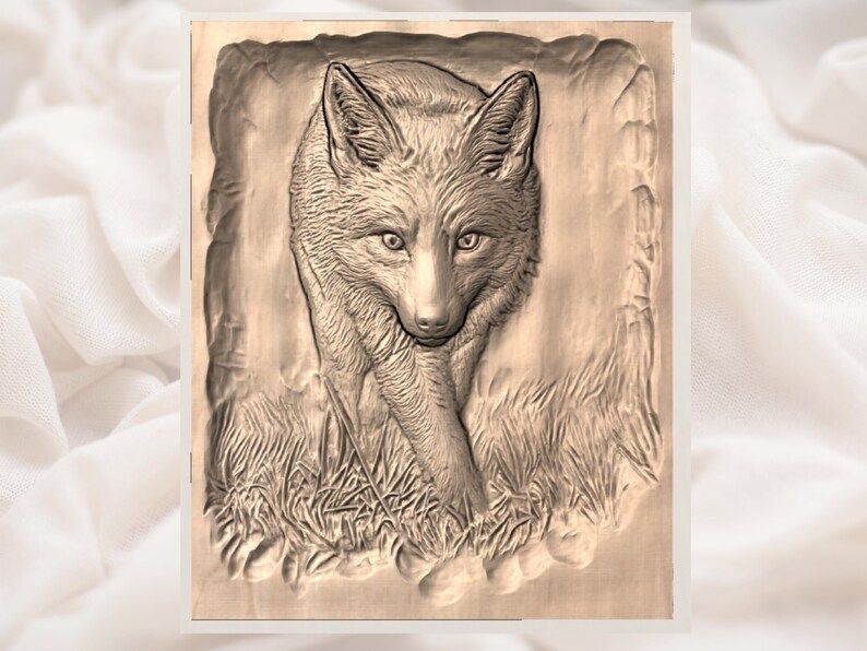 Prowling Red Fox Bas-Relief STL for CNC Wildlife Wall Art bas-relief STL — view 3