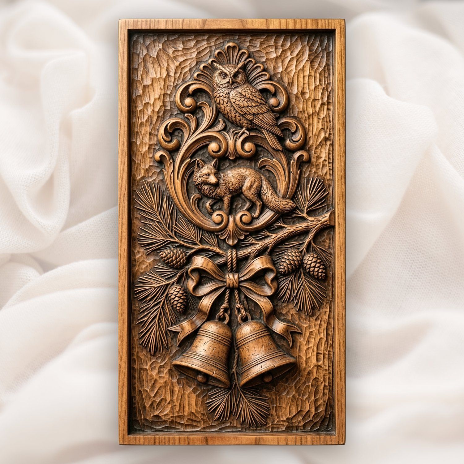 Fox and Owl Wildlife CNC Relief STL bas-relief STL design