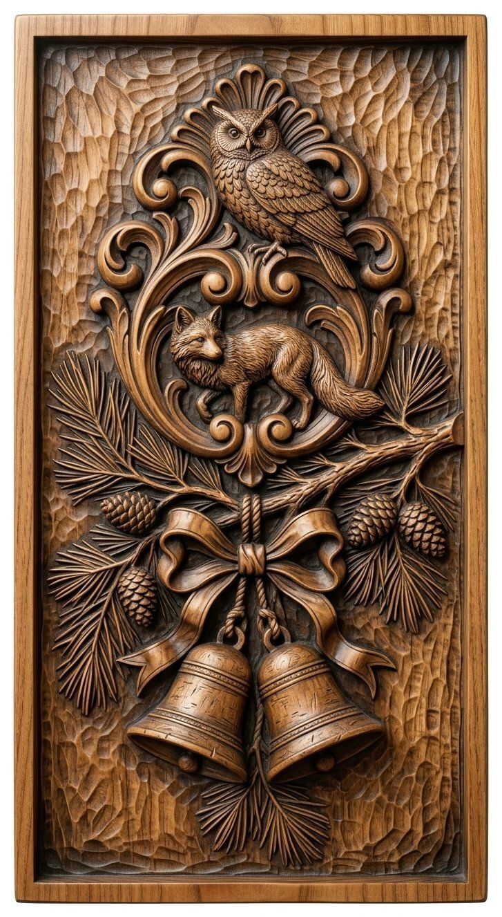 Fox and Owl Wildlife CNC Relief STL bas-relief STL — view 2