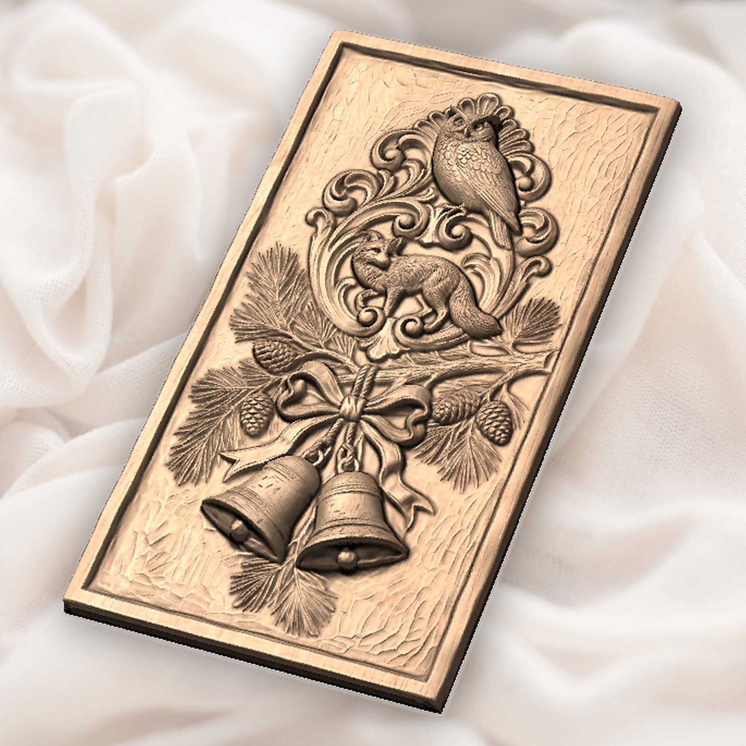 Fox and Owl Wildlife CNC Relief STL bas-relief STL — view 4