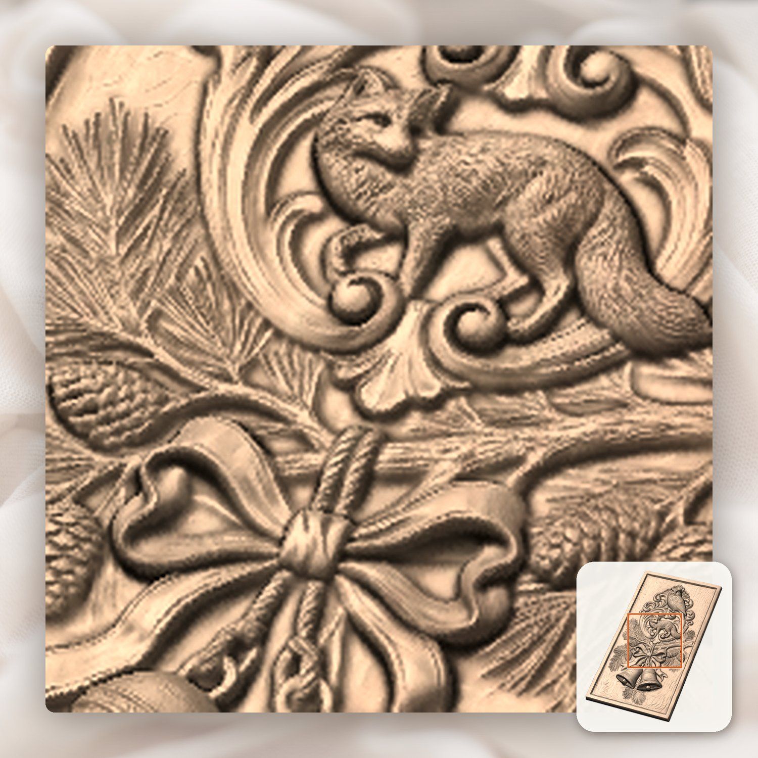 Fox and Owl Wildlife CNC Relief STL bas-relief STL — view 8