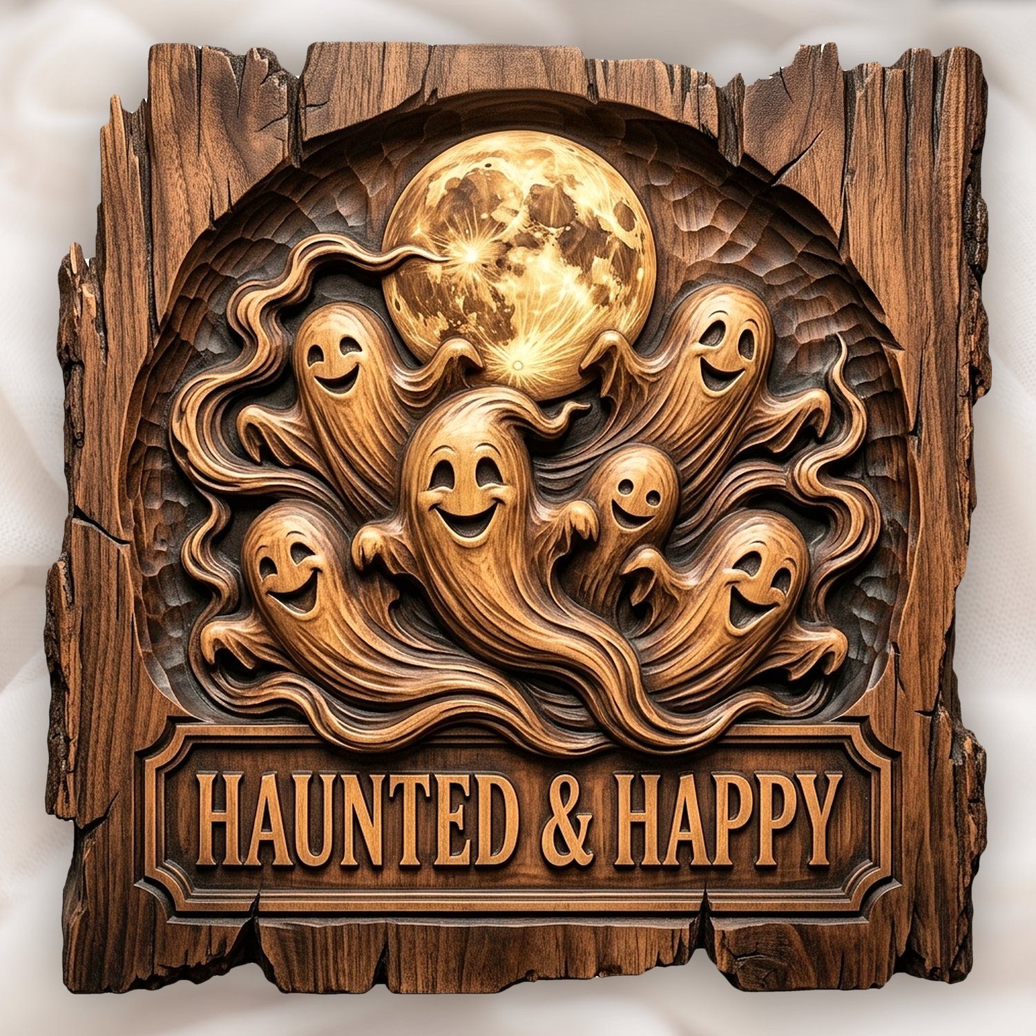 Halloween Ghosts Moon CNC Relief STL bas-relief STL design