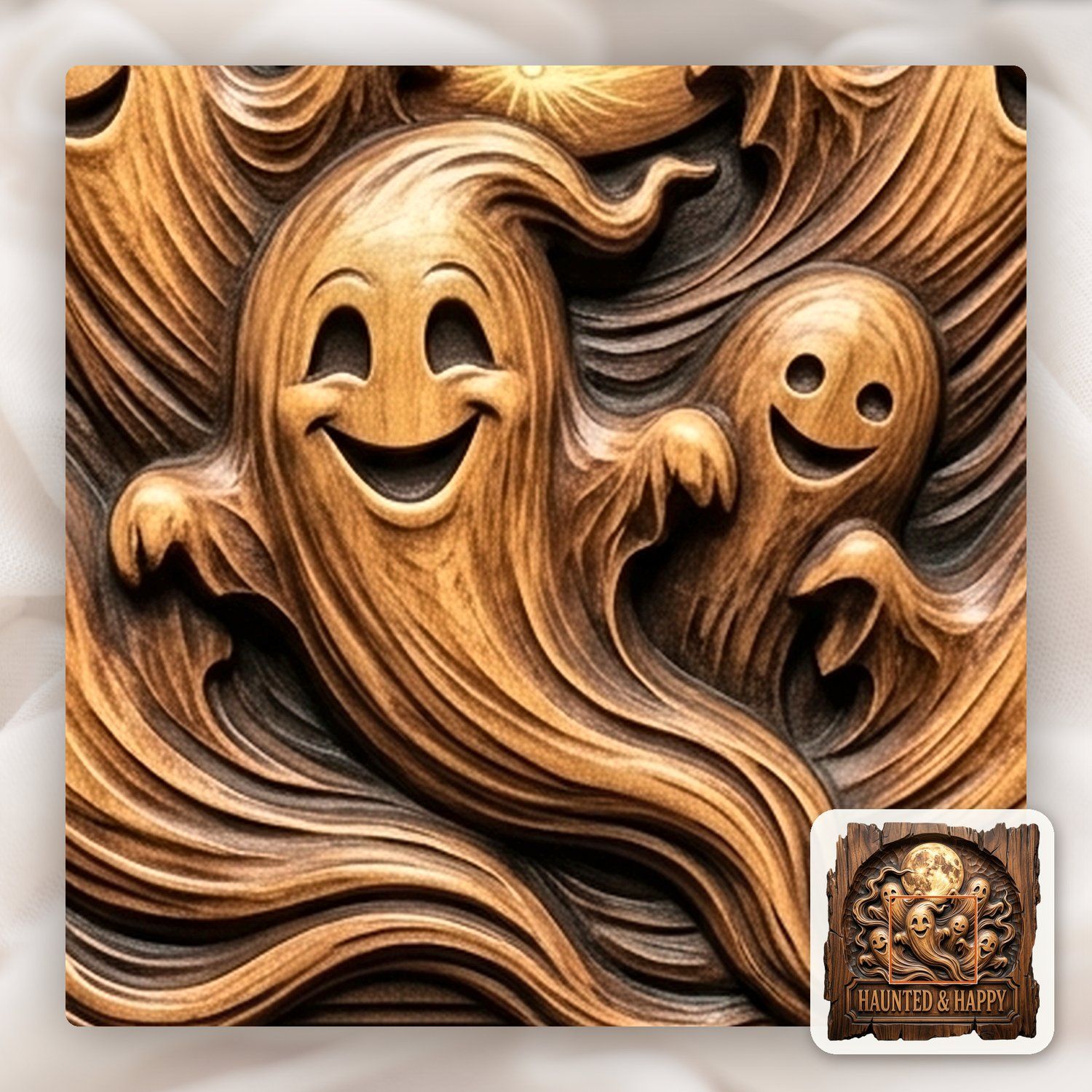 Halloween Ghosts Moon CNC Relief STL bas-relief STL — view 11