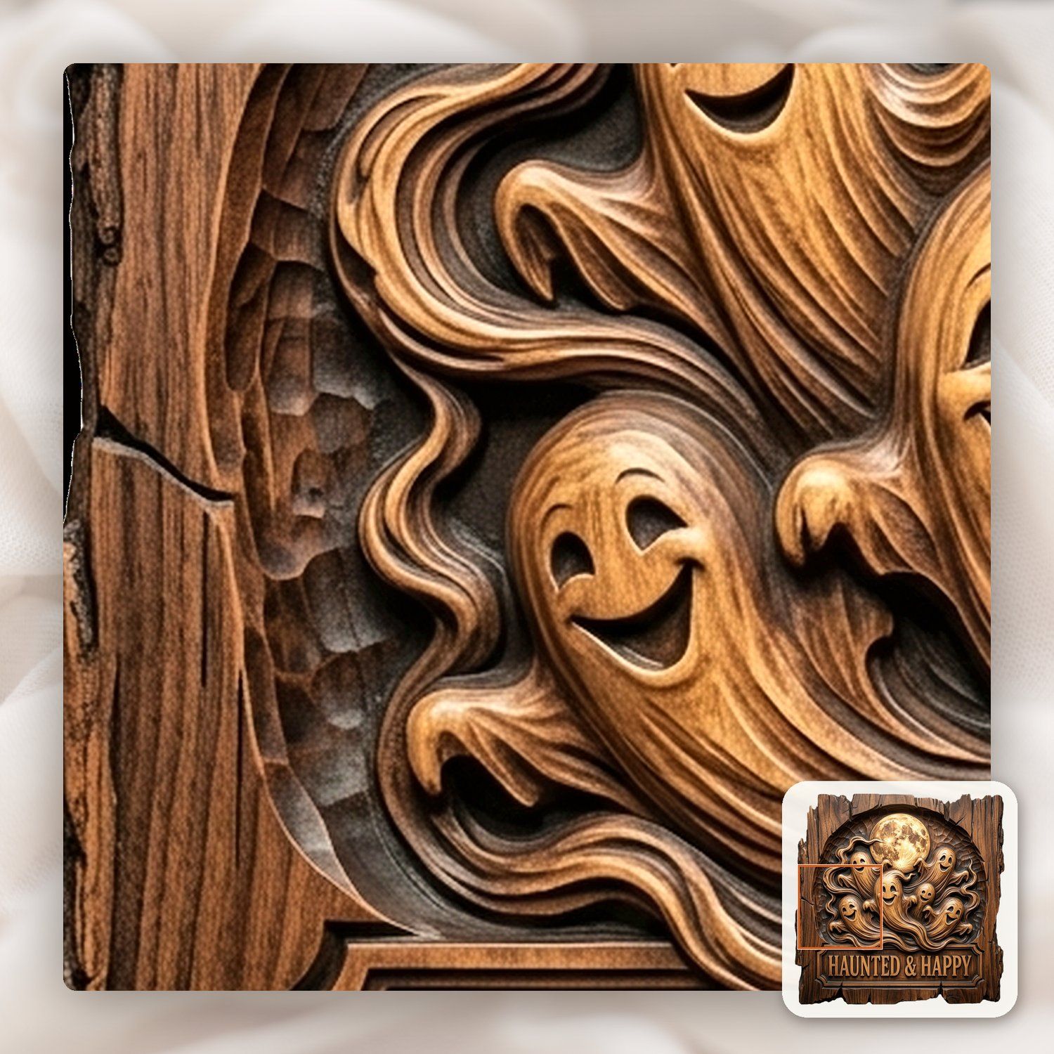 Halloween Ghosts Moon CNC Relief STL bas-relief STL — view 12