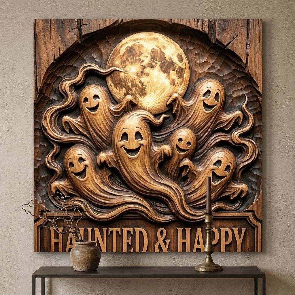 Halloween Ghosts Moon CNC Relief STL bas-relief STL — view 13