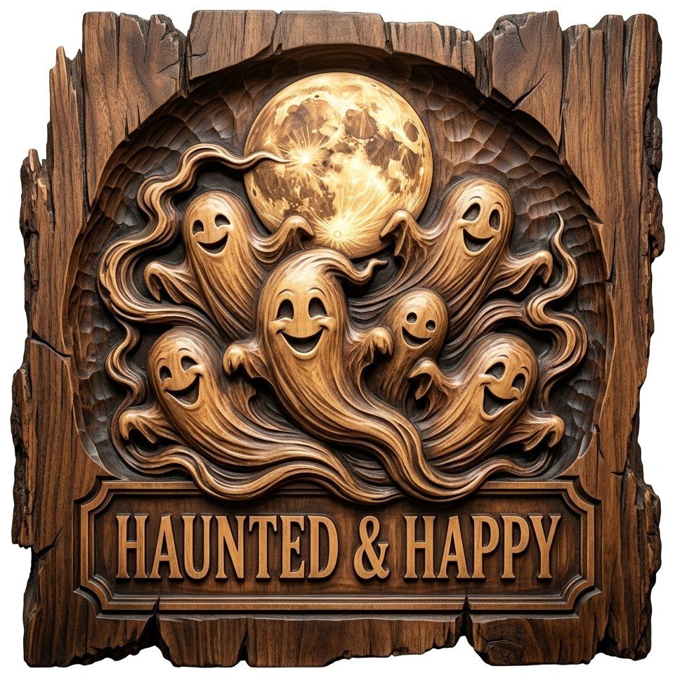 Halloween Ghosts Moon CNC Relief STL bas-relief STL — view 14