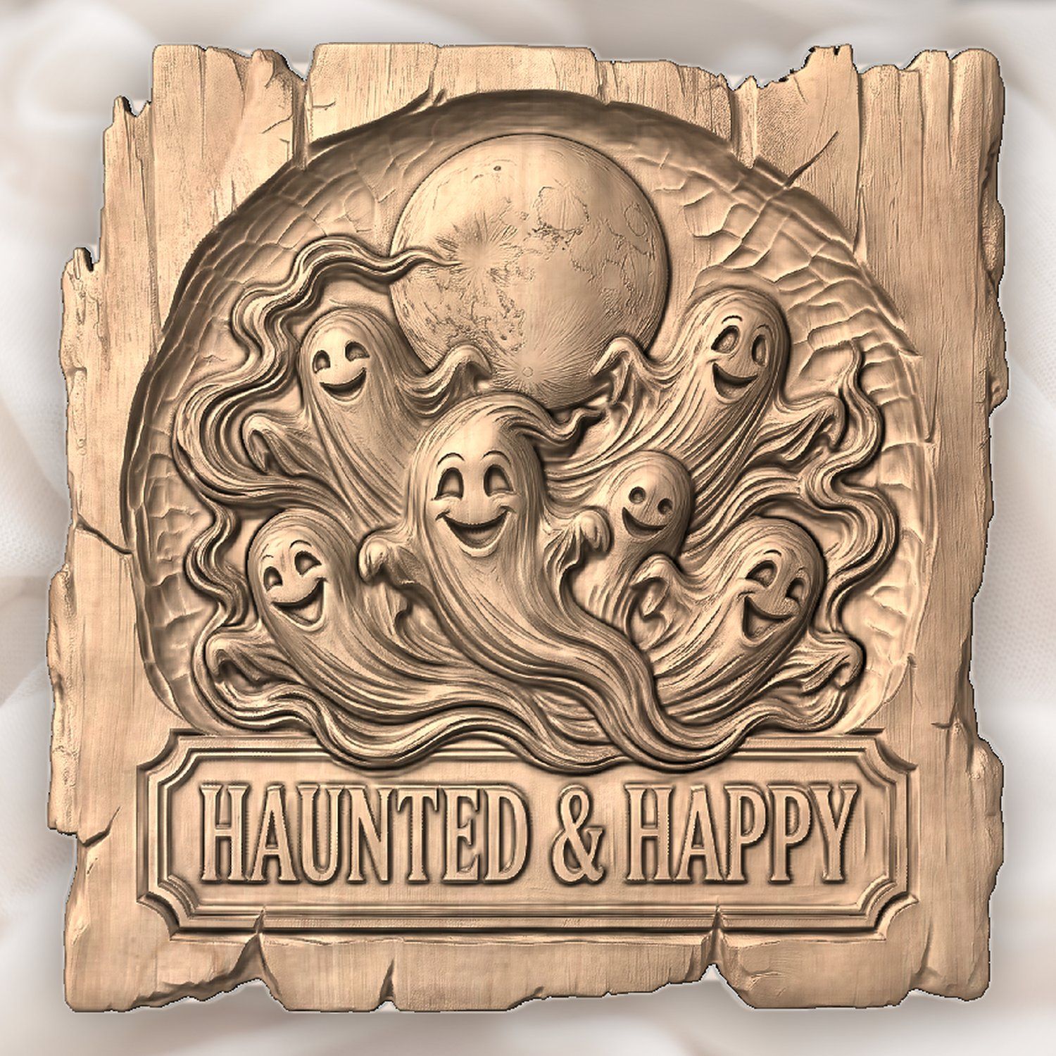 Halloween Ghosts Moon CNC Relief STL bas-relief STL — view 4