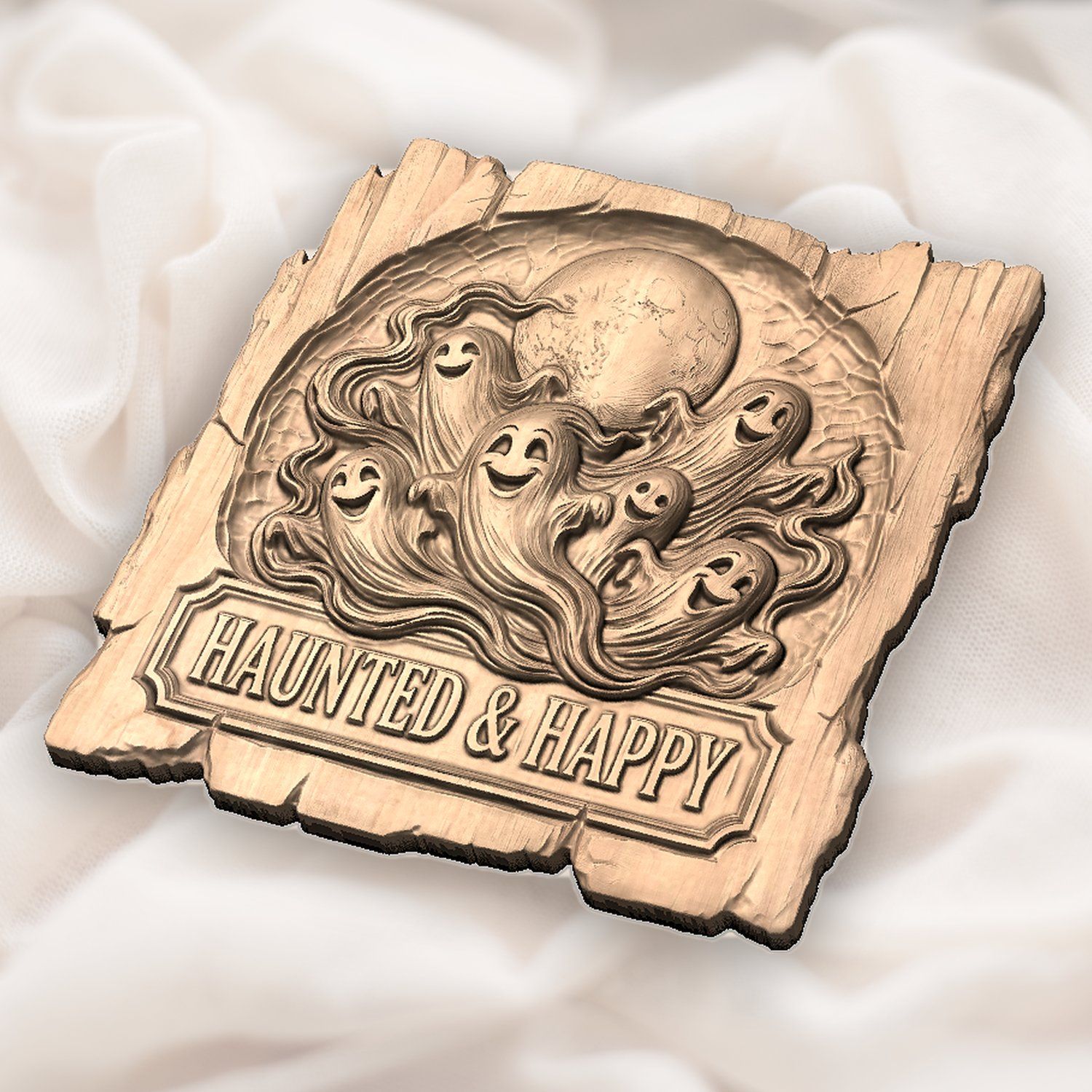 Halloween Ghosts Moon CNC Relief STL bas-relief STL — view 5