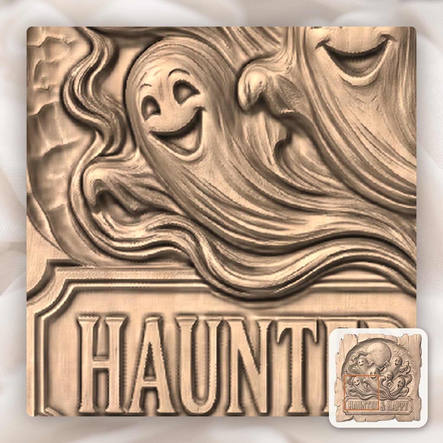 Halloween Ghosts Moon CNC Relief STL bas-relief STL — view 8