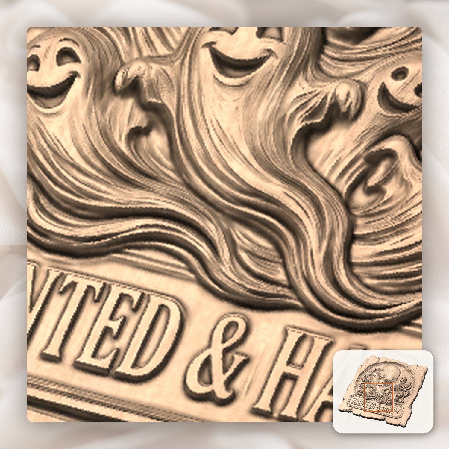 Halloween Ghosts Moon CNC Relief STL bas-relief STL — view 9