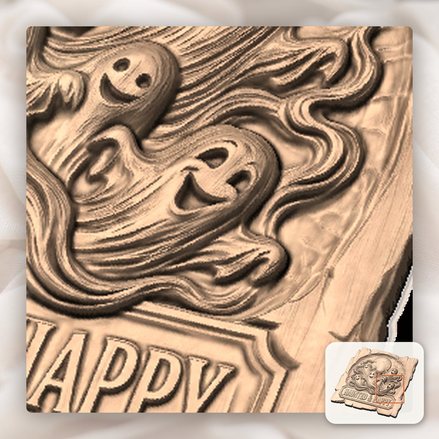 Halloween Ghosts Moon CNC Relief STL bas-relief STL — view 10
